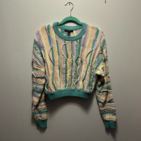 Forever 21 Women's Retro Cropped‎ Sweater Coogi Style Multicolored Size Small - Picture 1 of 6
